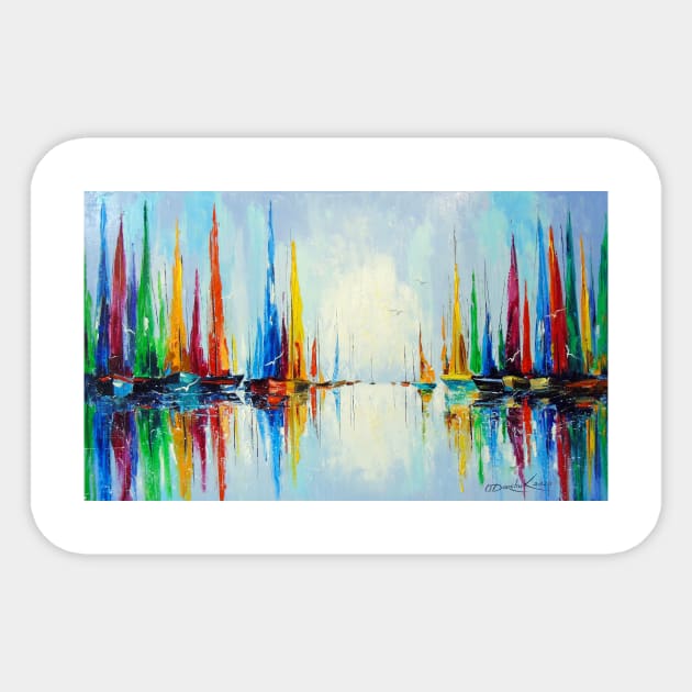 Bright sails at the pier Sticker by OLHADARCHUKART